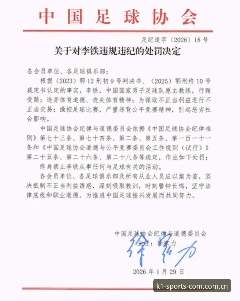 足协第三批禁足名单最新动态：K1体育官网梳理终身禁足与五年禁足处罚数据对比